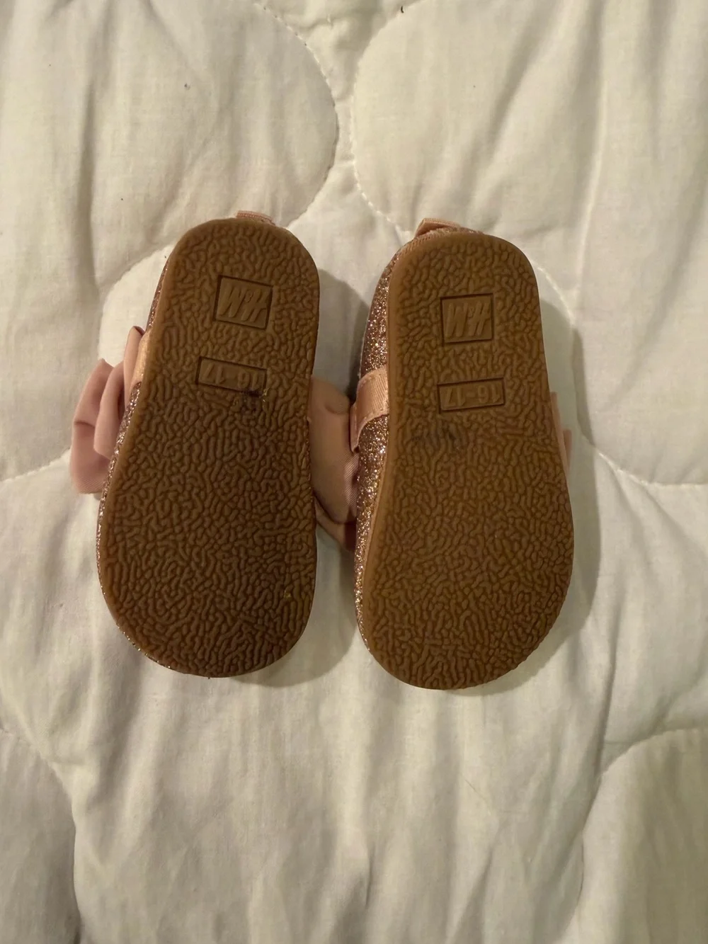 H&M Toddler Pink Glitter Bow Slip-On Flats